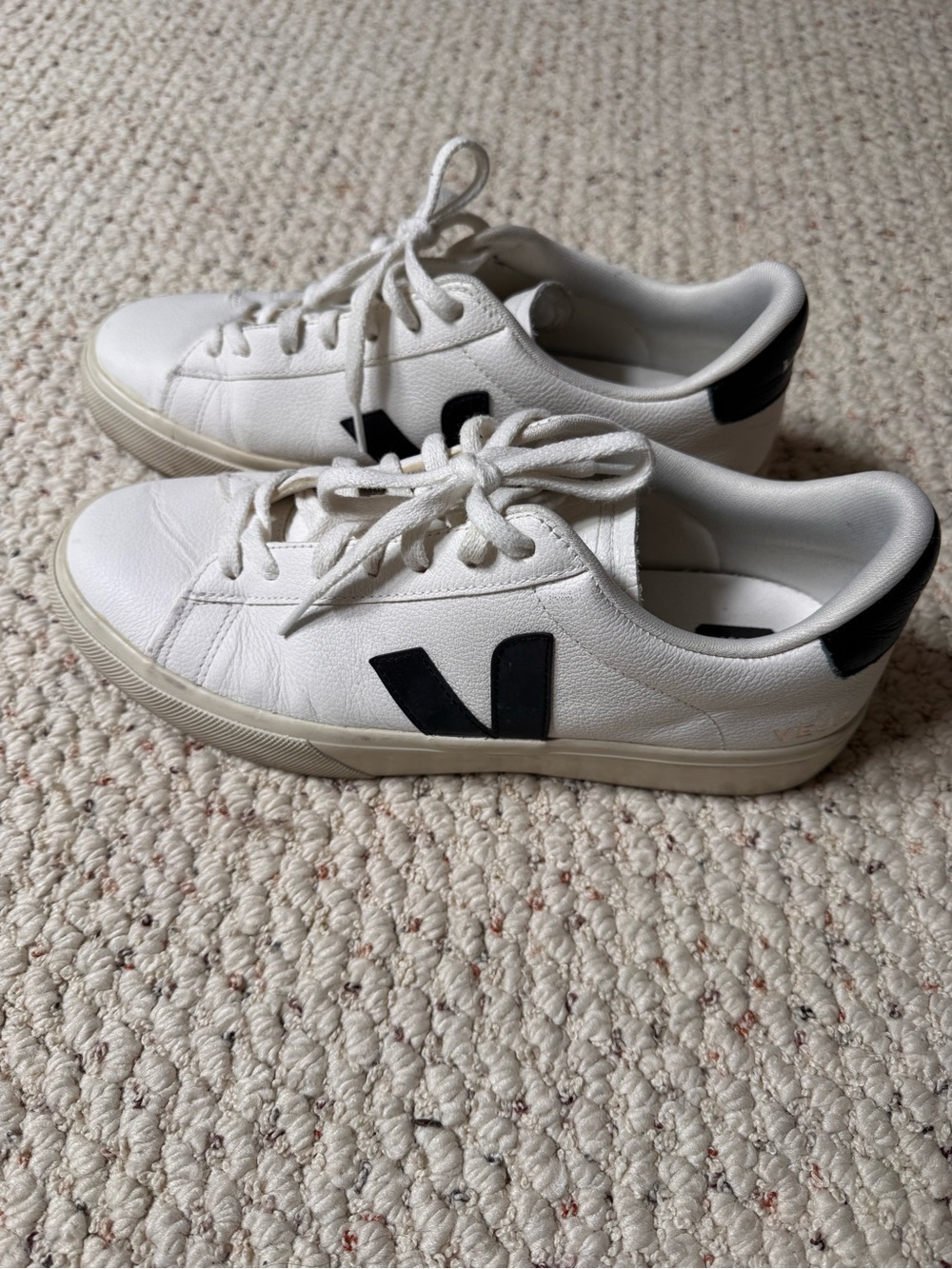 Veja White Sneakers with Black Heel Tab